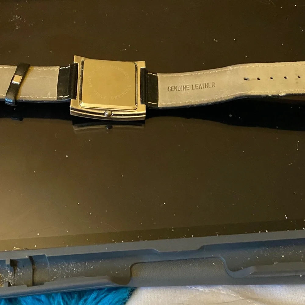 Black Leather Watch with Initial C